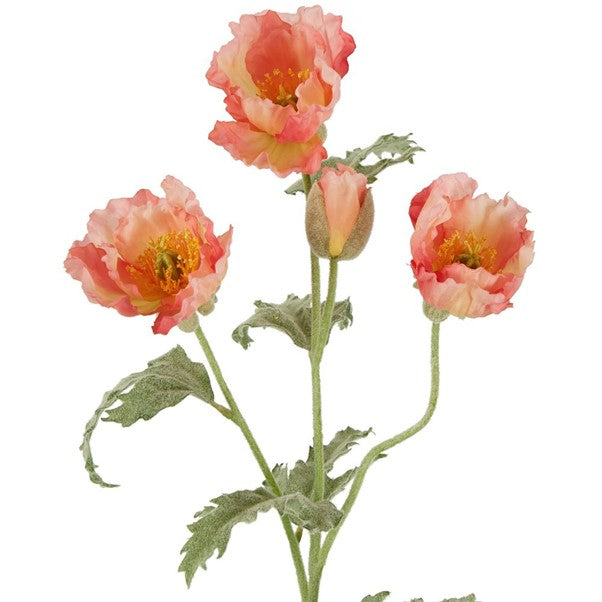 Faux Flower | Poppy Stem Coral Pink 82cm. Australian Art Prints and Homewares. Green Door Decor. www.greendoordecor.com.au