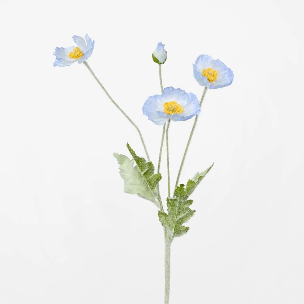 Faux Flower | Poppy Spray Light Blue 59cm by Florabelle Living. Australian Art Prints and Homewares. Green Door Decor. www.greendoordecor.com.au