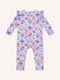 'Woodland Grid' Precious Frill Coverall | Sweet Lilac by Fleur Harris. Australian Art Prints, Gifts, Fashion and Homewares. Green Door Decor. www.greendoordecor.com.au