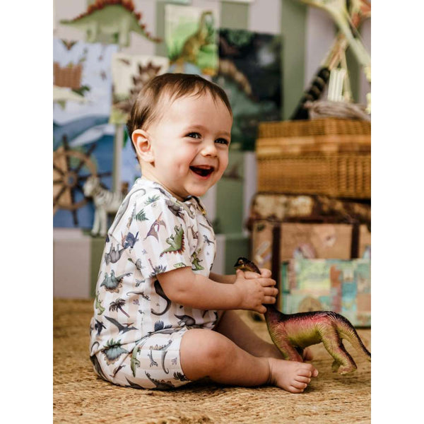 'Prehistorica' Timeless Shorty Coverall | Ecru by Fleur Harris. Australian Art Prints and Homewares. Green Door Decor. www.greendoordecor.com.au