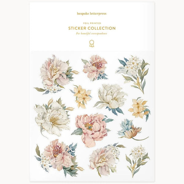 Promenade Peonies Sticker Sheet by Bespoke Letterpress. Australian Art Prints, Gifts, Fashion and Homewares. Green Door Decor. www.greendoordecor.com.au