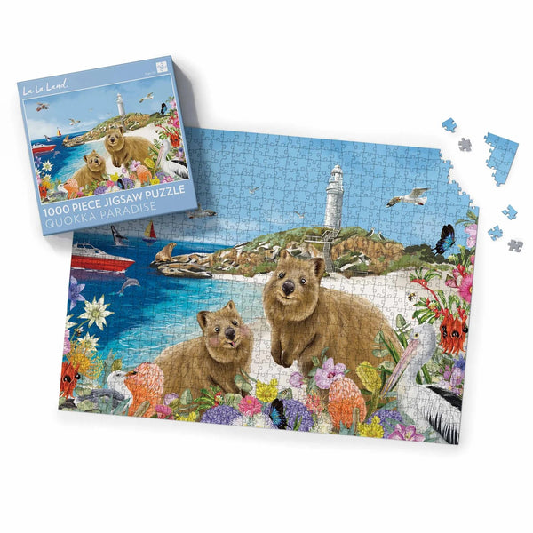 Puzzle (1000 pieces) | Quokka Paradise by La La Land. Australian Art Prints and Homewares. Green Door Decor. www.greendoordecor.com.au