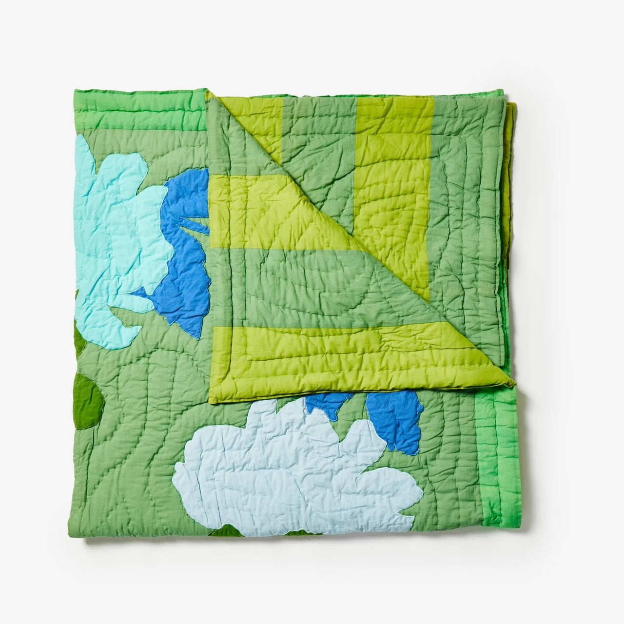 Quilted Bed Spread | Floral Applique Green by Bonnie and Neil. Australian Art Prints and Homewares. Green Door Decor. www.greendoordecor.com.au