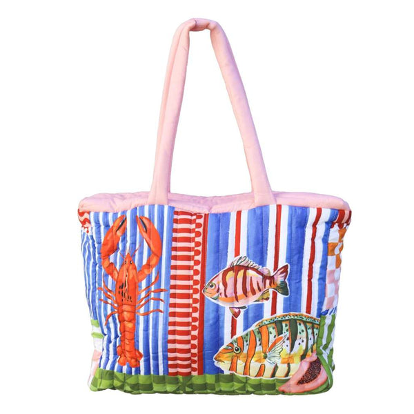 Quilted Comforter Bag | Seaview by La La Land. Australian Art Prints, Gifts, Fashion and Homewares. Green Door Decor. www.greendoordecor.com.au