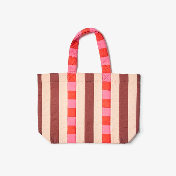 Quilted Tote Bag | Stripe Pink Cerise