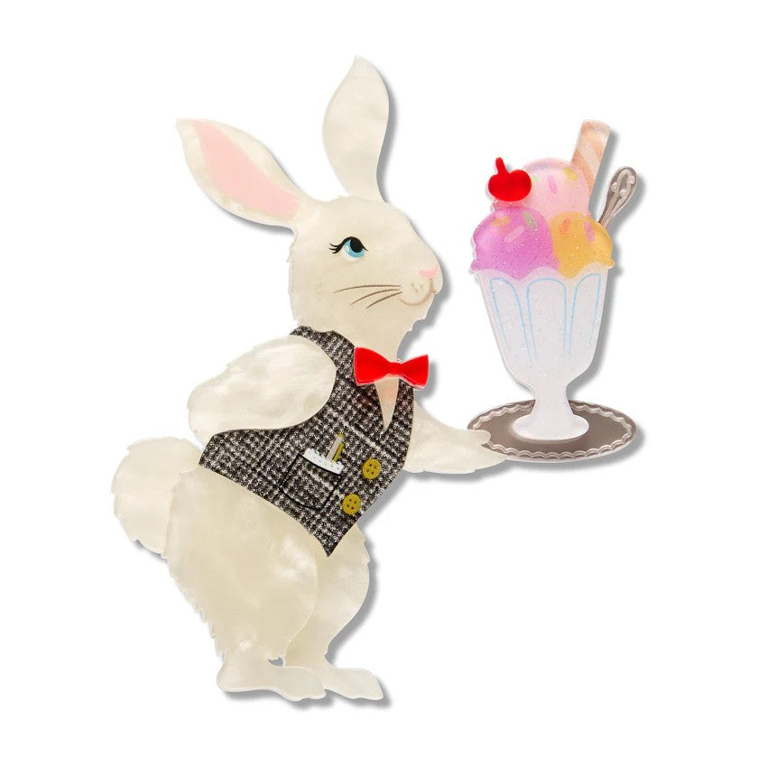 Rabbit Waiter Brooch | Erstwilder x Fleur Harris x Enid Blyton 'The Magic Faraway Tree'. Australian Art Prints, Gifts, Fashion and Homewares. Green Door Decor. www.greendoordecor.com.au