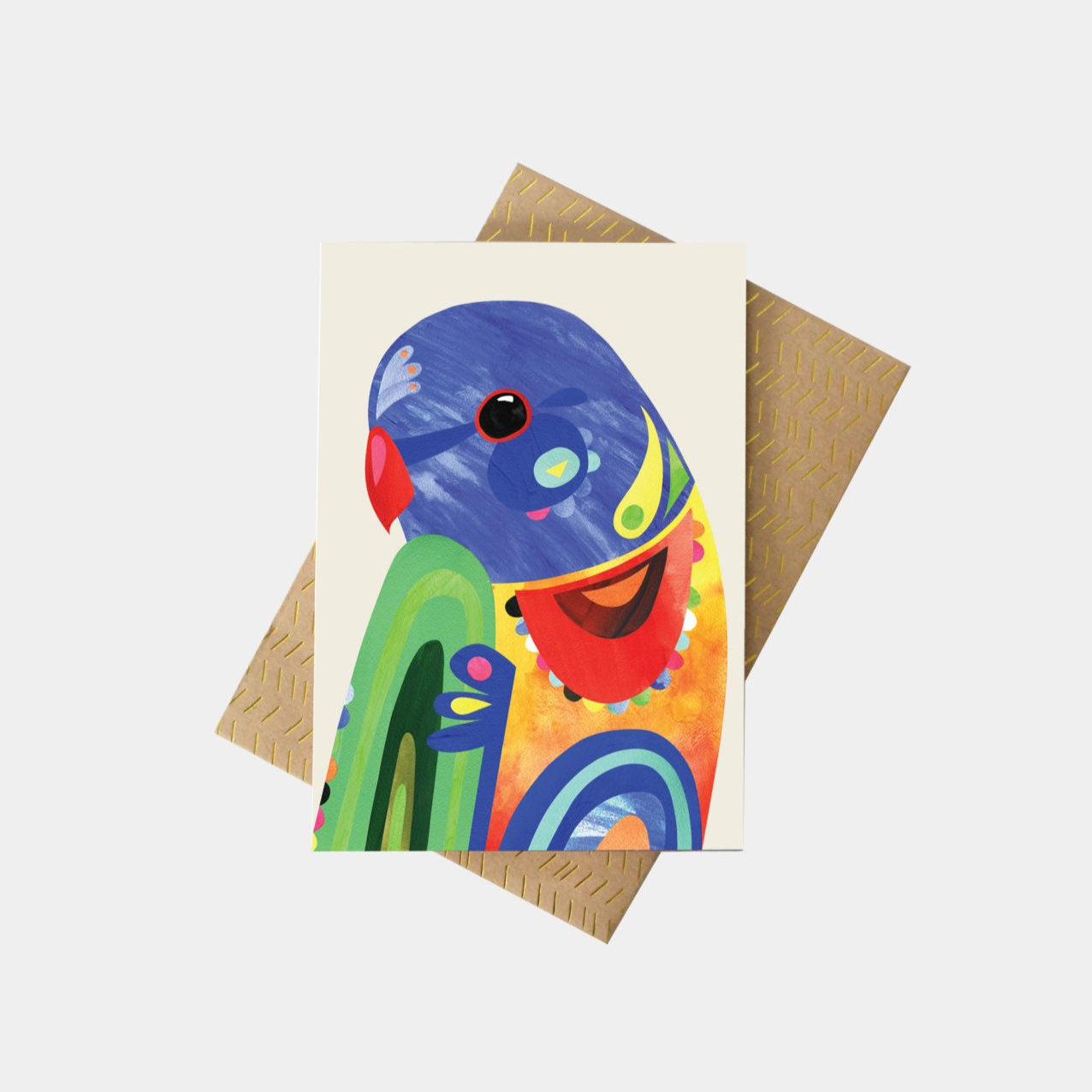 Rainbow Lorikeet Greeting Card | Pete Cromer. Australian Art Prints and Homewares. Green Door Decor. www.greendoordecor.com.au