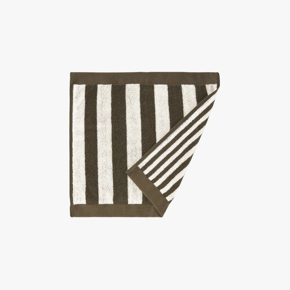 'Raye Olive' Face Towel by L&M Home. Australian Art Prints, Gifts, Fashion and Homewares. Green Door Decor. www.greendoordecor.com.au