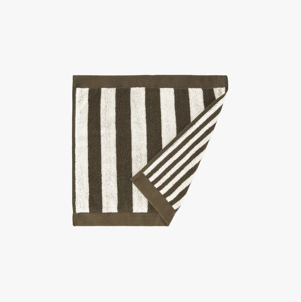 'Raye Olive' Face Towel by L&M Home. Australian Art Prints, Gifts, Fashion and Homewares. Green Door Decor. www.greendoordecor.com.au