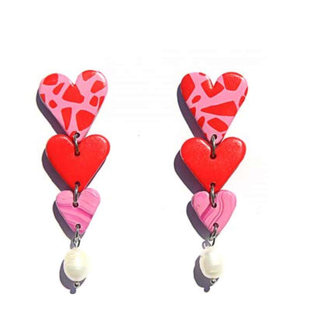 'Red Heart Drop' Earrings