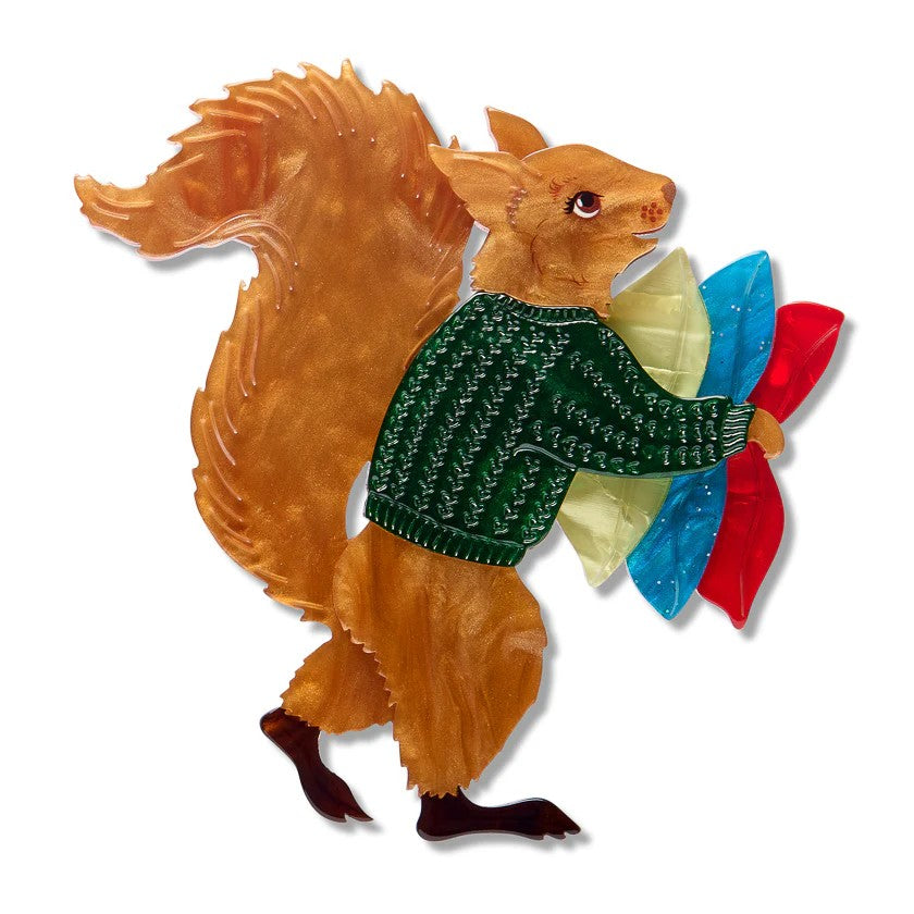 Red Squirrel Brooch | Erstwilder x Fleur Harris x Enid Blyton 'The Magic Faraway Tree'. Australian Art Prints, Gifts, Fashion and Homewares. Green Door Decor. www.greendoordecor.com.au