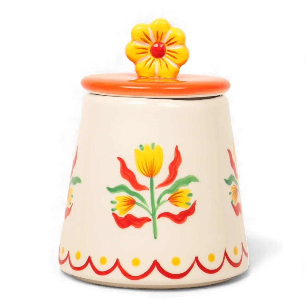 Retro Folk Stoneware Hand Painted Sugar Pot by La La Land. Australian Art Prints, Gifts, Fashion and Homewares. Green Door Decor. www.greendoordecor.com.au