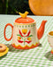 Retro Folk Stoneware Hand Painted Teapot by La La Land. Australian Art Prints, Gifts, Fashion and Homewares. Green Door Decor. www.greendoordecor.com.au