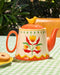 Retro Folk Stoneware Hand Painted Teapot by La La Land. Australian Art Prints, Gifts, Fashion and Homewares. Green Door Decor. www.greendoordecor.com.au