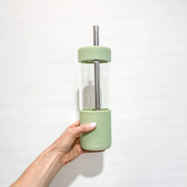 Reusable Glass Smoothie Cup (22oz) | Pistachio by Luxey. Australian Art Prints and Homewares. Green Door Decor. www.greendoordecor.com.au