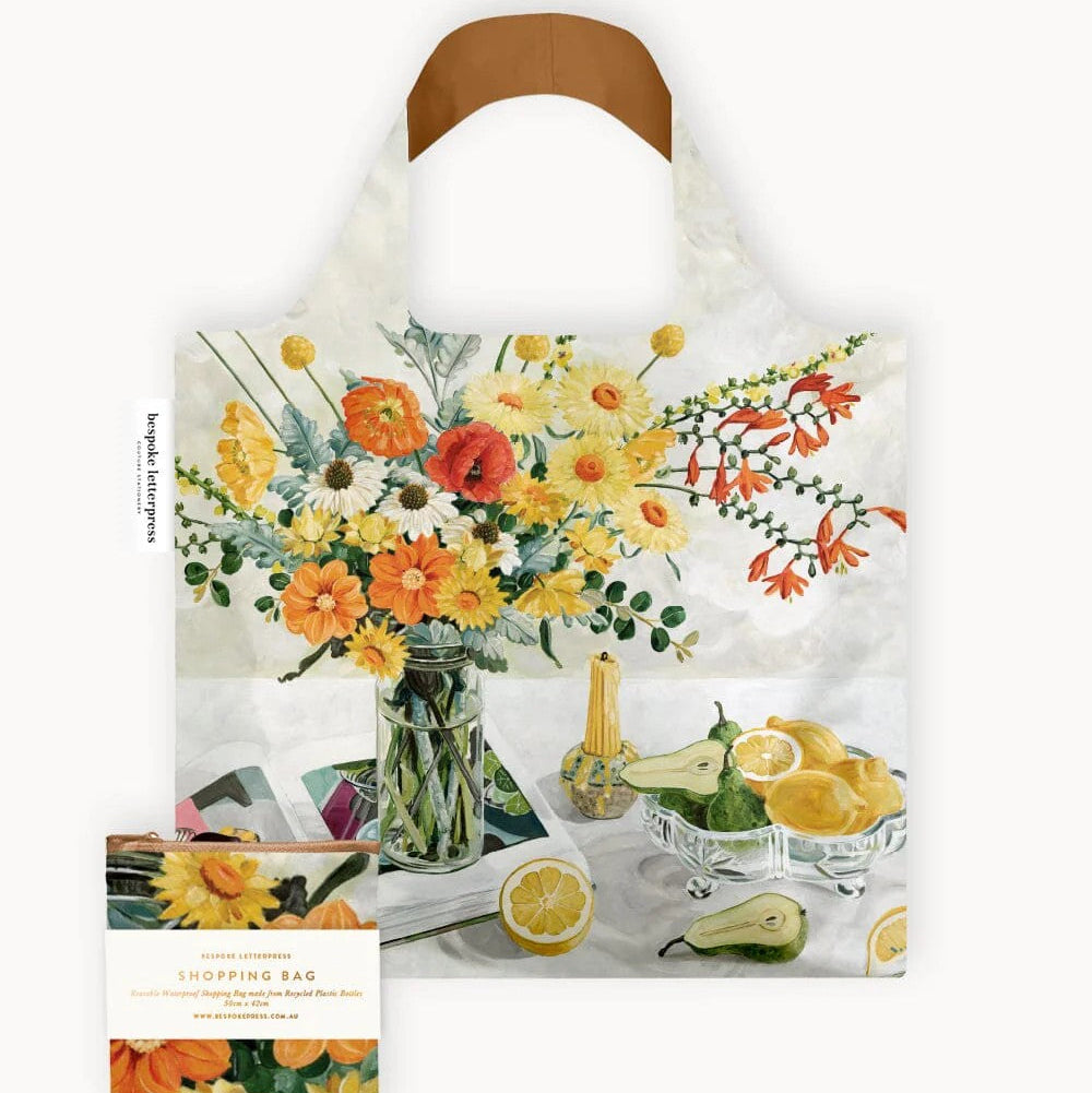 Reusable Large Shopping Bag | Early February Bouquet by Bespoke Letterpress. Australian Art Prints and Homewares. Green Door Decor. www.greendoordecor.com.au