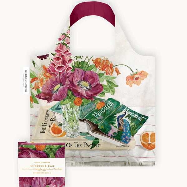 Reusable Large Shopping Bag | Poppies & Foxgloves by Bespoke Letterpress. Australian Art Prints and Homewares. Green Door Decor. www.greendoordecor.com.au