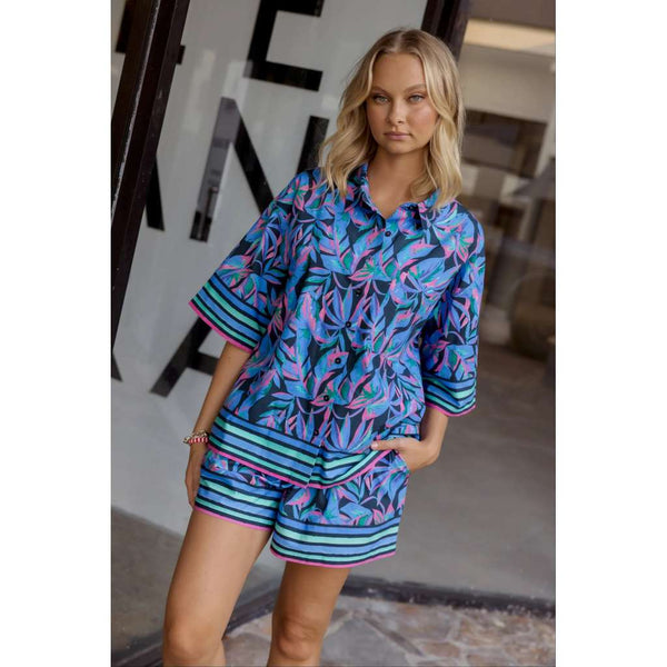 Rise Shirt | Navy Floral Print by Alexandra. Australian Art Prints, Fashion and Homewares. Green Door Decor. www.greendoordecor.com.au