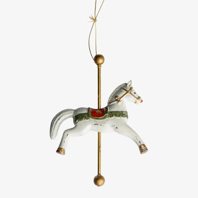 Rocking Horse White | Christmas Hanging Decoration by French Country Collections. Australian Art Prints, Gifts, Fashion and Homewares. Green Door Decor. www.greendoordecor.com.au