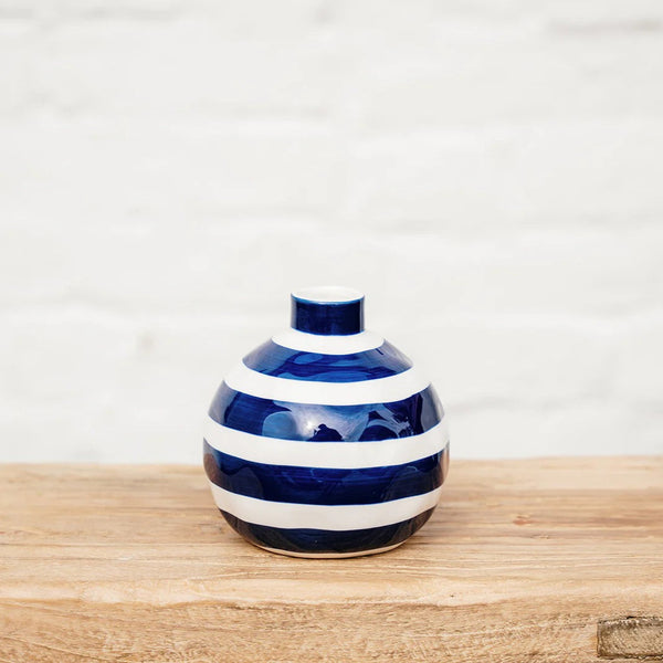 Noss Round Bud Vase | Classic Blue Stripe by Noss & Co. Australian Art Prints and Homewares. Green Door Decor. www.greendoordecor.com.au
