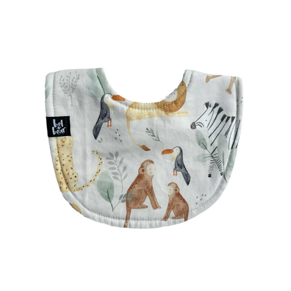 Roundie Bib | At the Zoo by Bel and Bear. Australian Art Prints, Fashion and Homewares. Green Door Decor. www.greendoordecor.com.au
