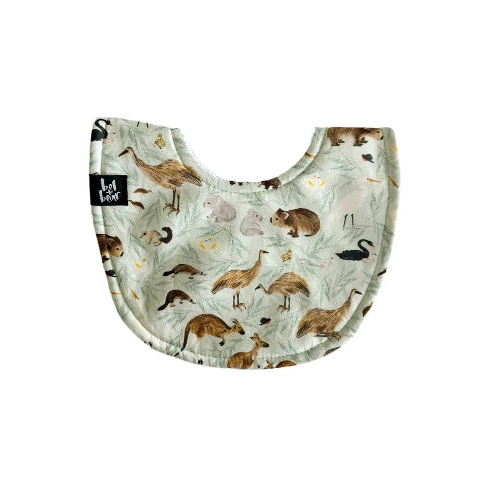 Roundie Bib | Australiana by Bel and Bear. Australian Art Prints, Fashion and Homewares. Green Door Decor. www.greendoordecor.com.au