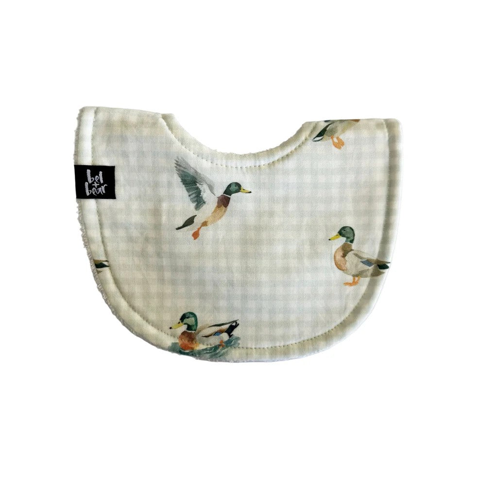 Roundie Bib | Duck Days by Bel and Bear. Australian Art Prints, Gifts, Fashion and Homewares. Green Door Decor. www.greendoordecor.com.au