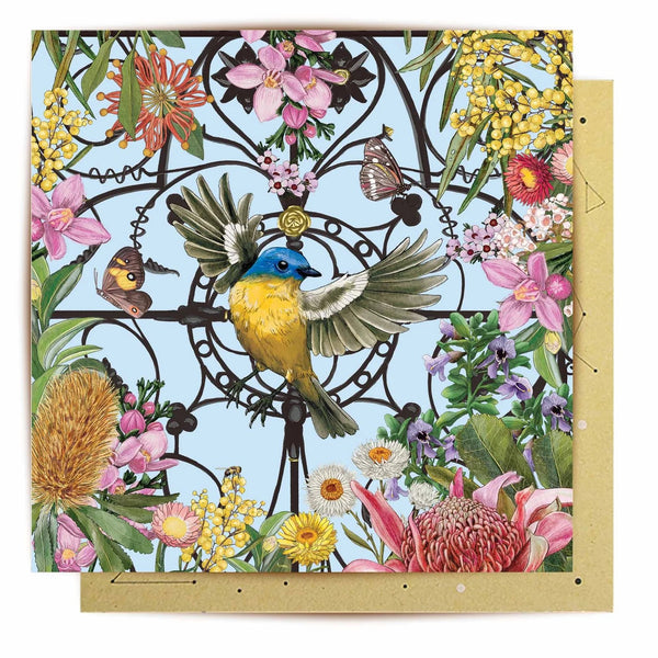 Greeting Card | Royal Botanic Gardens Victoria Bird by La  La Land. Australian Art Prints, Gifts, Fashion and Homewares. Green Door Decor. www.greendoordecor.com.au