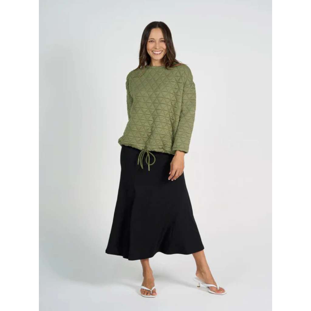 Sacha Oversized Quilted Bamboo Sweater - Olive by Lou Lou Australia. Australian Art Prints and Homewares. Green Door Decor. www.greendoordecor.com.au