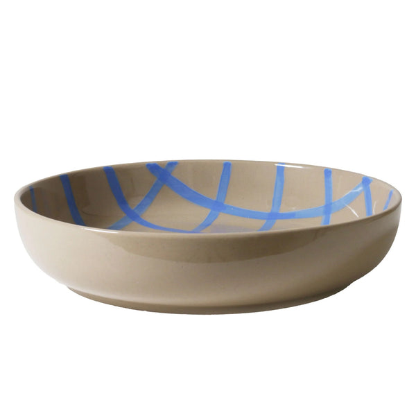 Salad Bowl | Stone with Blue Handbrush by Robert Gordon. Australian Art Prints and Homewares. Green Door Decor. www.greendoordecor.com.au