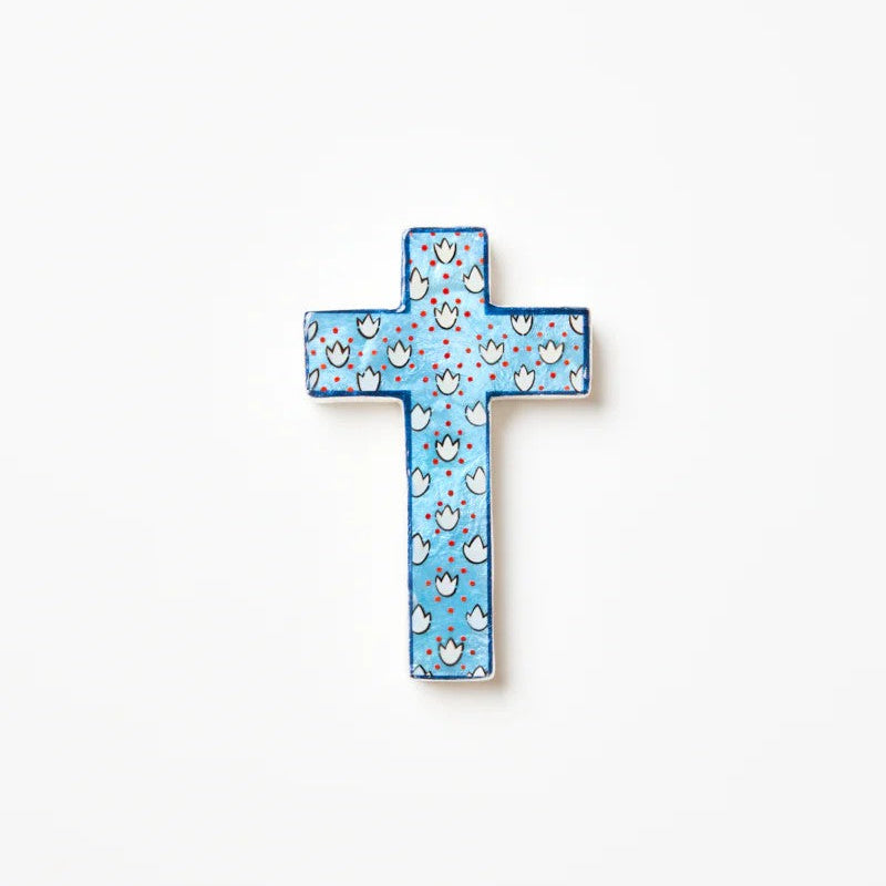 'Samira' Small Cross | Blue Lotus by Jones and Co. Australian Art Prints, Gifts, Fashion and Homewares. Green Door Decor. www.greendoordecor.com.au