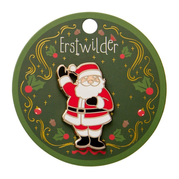 Santa's Surprise Enamel Pin | Erstwilder. Australian Art Prints and Homewares. Green Door Decor. www.greendoordecor.com.au