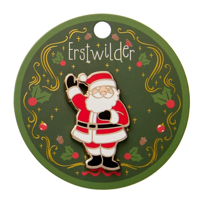 Santa's Surprise Enamel Pin | Erstwilder. Australian Art Prints and Homewares. Green Door Decor. www.greendoordecor.com.au