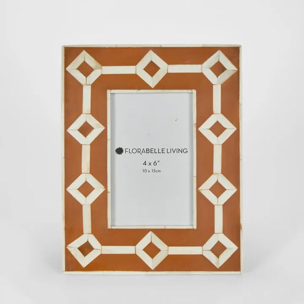 Photo Frame 4x6 inch | Sasha Bone Inlay - Orange by Florabelle Living. Australian Art Prints and Homewares. Green Door Decor. www.greendoordecor.com.au