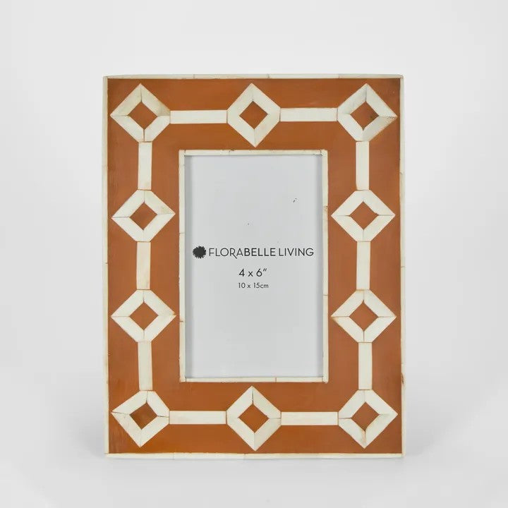 Photo Frame 4x6 inch | Sasha Bone Inlay - Orange by Florabelle Living. Australian Art Prints and Homewares. Green Door Decor. www.greendoordecor.com.au