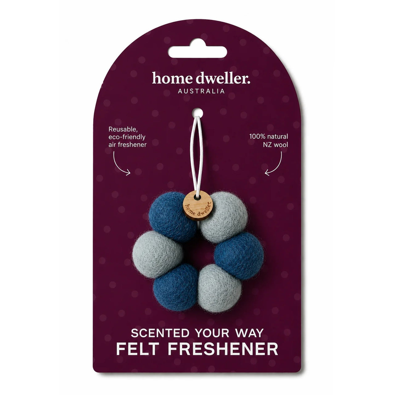 Scented Your Way | Reusable Felt Freshener | Blue Wreath by Home Dweller. Australian Art Prints, Gifts, Fashion and Homewares. Green Door Decor. www.greendoordecor.com.au