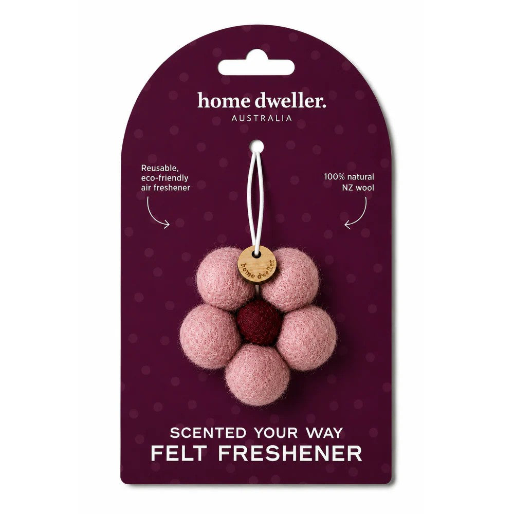 Scented Your Way | Reusable Felt Freshener | Pink Flower by Home Dweller. Australian Art Prints, Gifts, Fashion and Homewares. Green Door Decor. www.greendoordecor.com.au