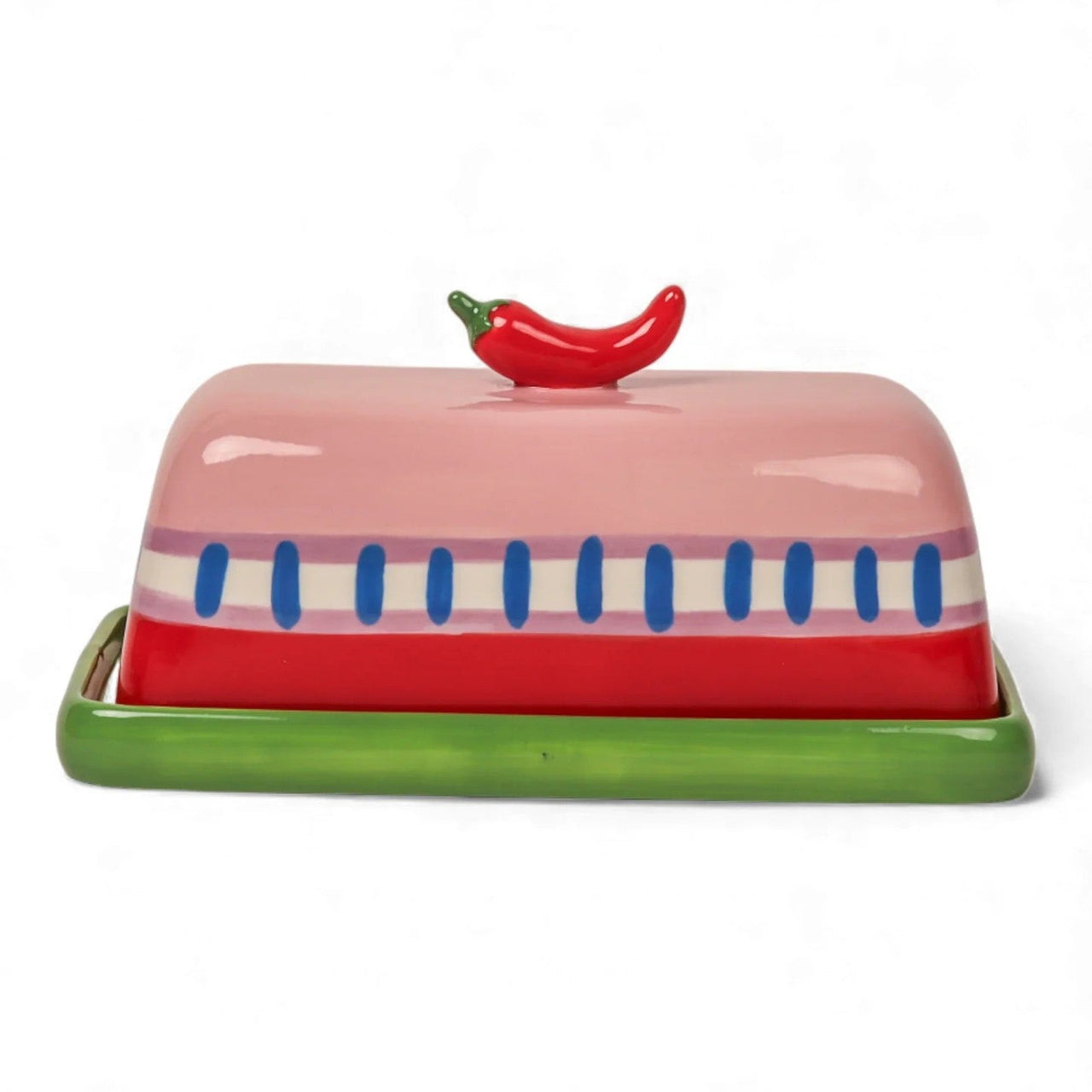 Seaview Stoneware Hot Chilli Butter Dish by La La Land. Australian Art Prints, Gifts, Fashion and Homewares. Green Door Decor. www.greendoordecor.com.au