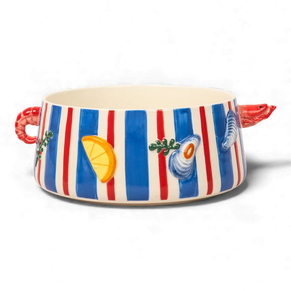 Seaview Stoneware Prawn Pot by La La Land. Australian Art Prints, Gifts, Fashion and Homewares. Green Door Decor. www.greendoordecor.com.au