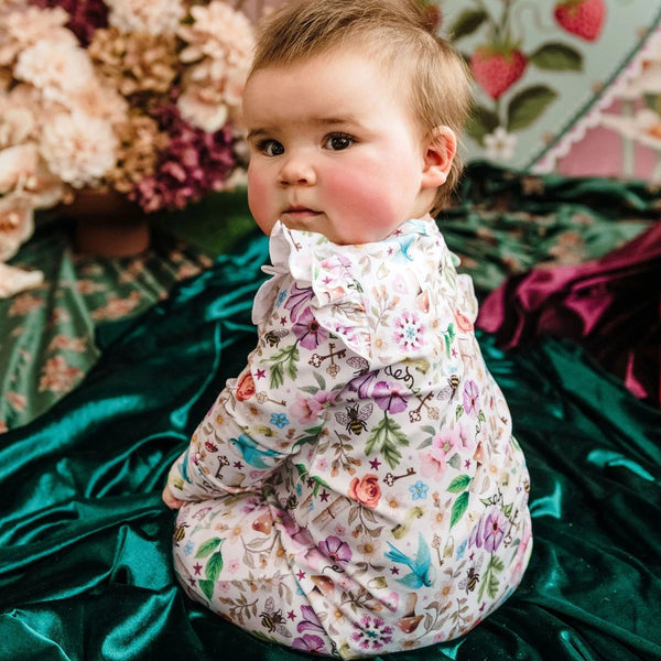 'Secret Diary' Precious Frill Coverall | Egret by Fleur Harris. Australian Art Prints and Homewares. Green Door Decor. www.greendoordecor.com.au