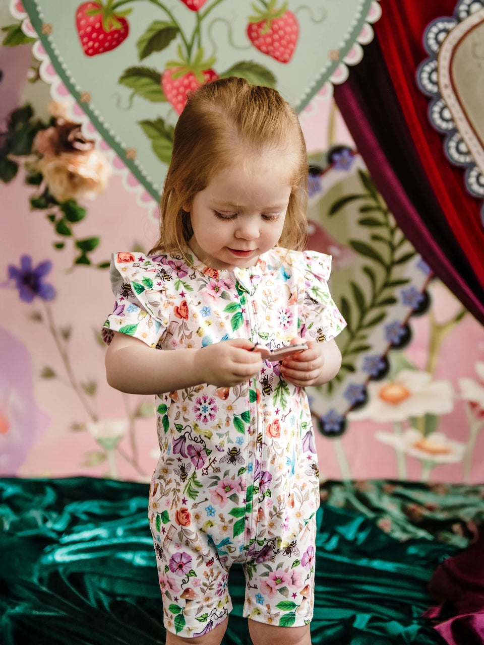 'Secret Diary' Precious Shorty Frill Coverall | Egret by Fleur Harris. Australian Art Prints and Homewares. Green Door Decor. www.greendoordecor.com.au