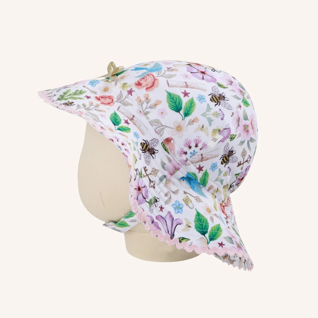 'Secret Diary' Sunday Baby Hat | Egret (Size Small) by Fleur Harris. Australian Art Prints and Homewares. Green Door Decor. www.greendoordecor.com.au