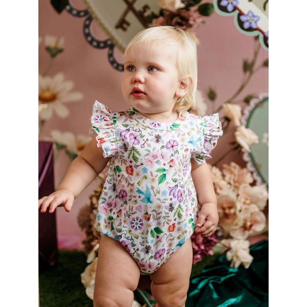 'Secret Diary' Sweet Bubble Romper - Egret by Fleur Harris. Australian Art Prints and Homewares. Green Door Decor. www.greendoordecor.com.au