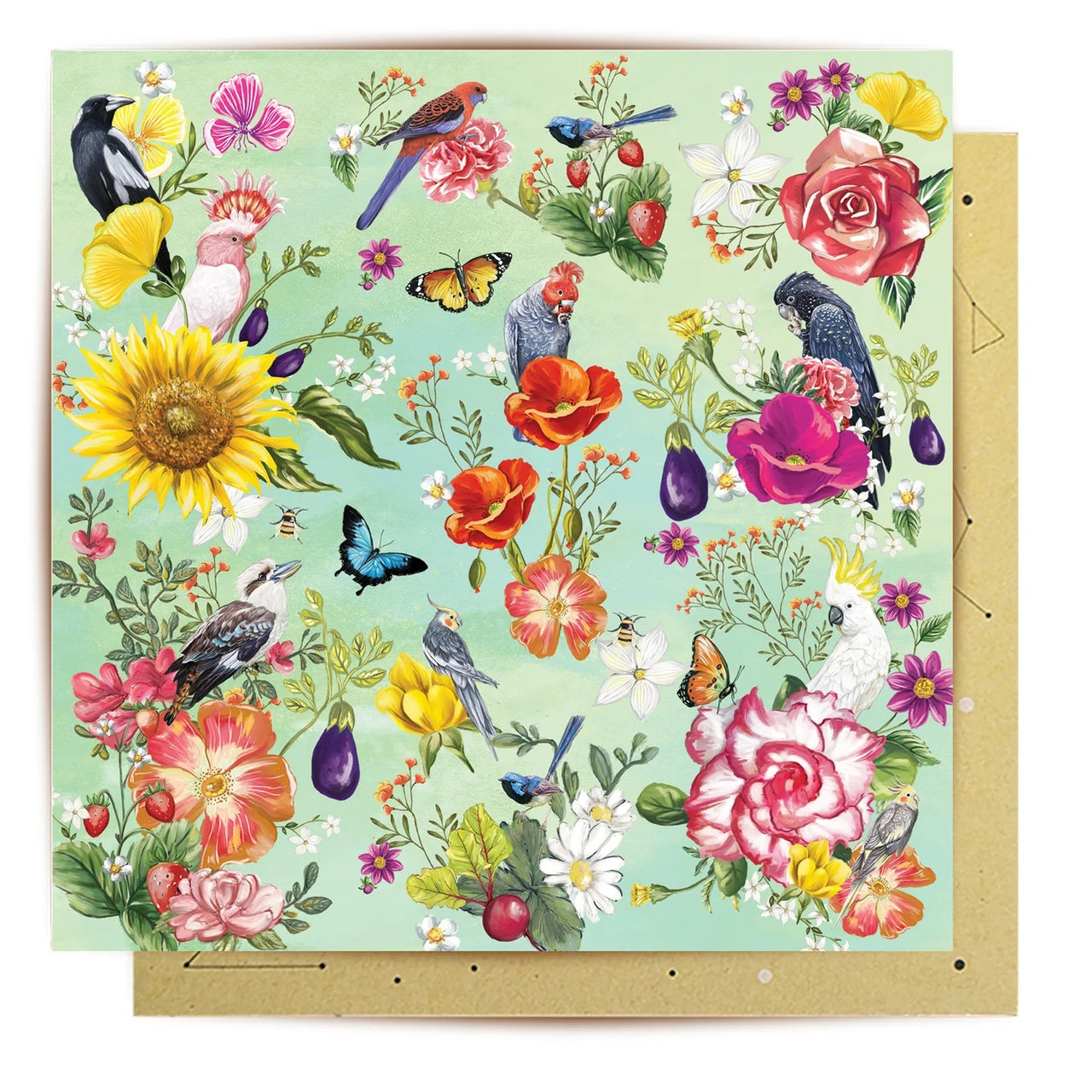 Greeting Card | Secret Garden Birds by La La Land. Australian Art Prints, Fashion and Homewares. Green Door Decor. www.greendoordecor.com.au