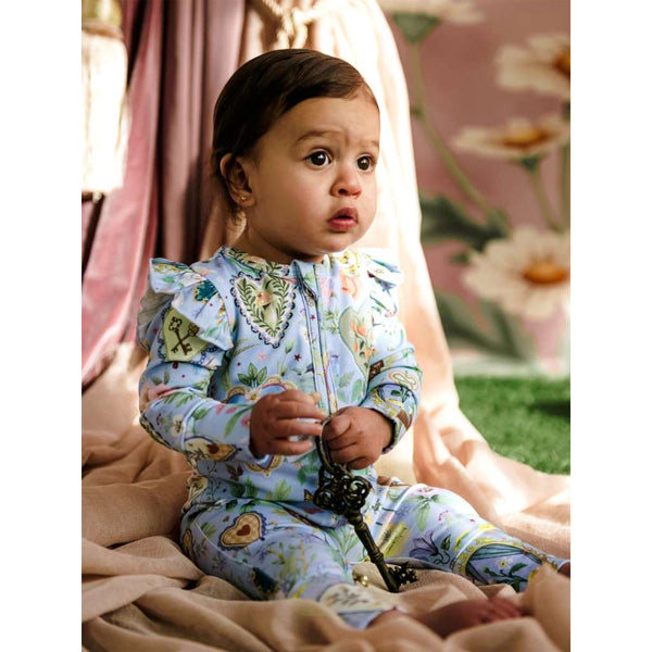 'Secret Diary' Precious Frill Coverall | Powder Blue by Fleur Harris. Australian Art Prints and Homewares. Green Door Decor. www.greendoordecor.com.au