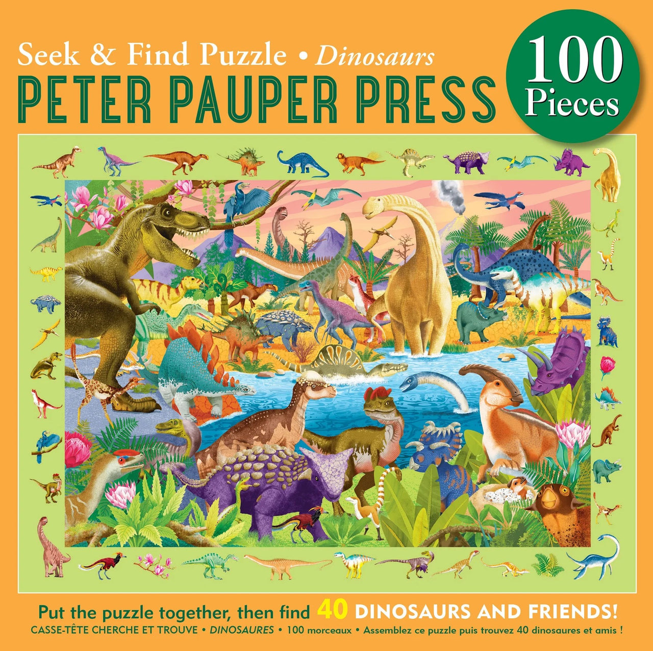 Seek & Find Puzzle (100 Pieces) | Dinosaurs by Peter Pauper Press. Australian Art Prints, Gifts, Fashion and Homewares. Green Door Decor. www.greendoordecor.com.au
