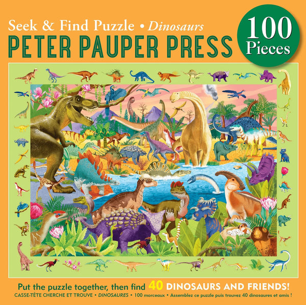 Seek & Find Puzzle (100 Pieces) | Dinosaurs by Peter Pauper Press. Australian Art Prints, Gifts, Fashion and Homewares. Green Door Decor. www.greendoordecor.com.au