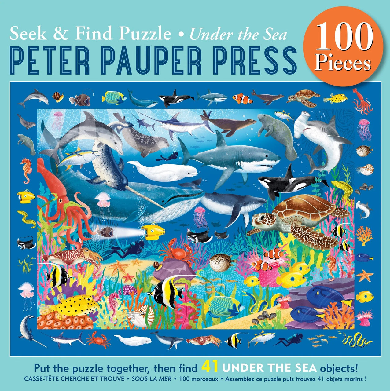 Seek & Find Puzzle (100 Pieces) | Under the Sea by Peter Pauper Press. Australian Art Prints, Gifts, Fashion and Homewares. Green Door Decor. www.greendoordecor.com.au