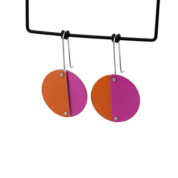 Shepherds Hook Earrings | Colour Theory - Pink/Orange Full Circles by Kitty Came Home. Australian Art Prints and Homewares. Green Door Decor. www.greendoordecor.com.au