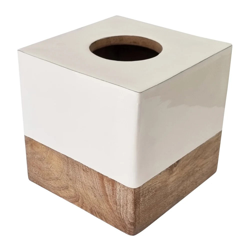 Shirley Tissue Box Cover | Natural - Square by J.Elliot Home. Australian Art Prints, Gifts, Fashion and Homewares. Green Door Decor. www.greendoordecor.com.au